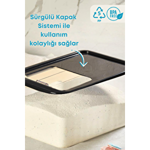 2 Li Sürgülü Kayar Kapaklı Tablet Deterjan Saklama Kutusu-5 Lt 10 Lt Etiket Hediyeli