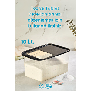 2 Li Sürgülü Kayar Kapaklı Tablet Deterjan Saklama Kutusu-5 Lt 10 Lt Etiket Hediyeli
