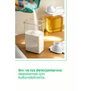 3 Lü Sızdırmaz Depolama Deterjan Saklama Kutusu-deterjan Etiketi Hediyeli 1100 Ml 1800 Ml 2300 Ml