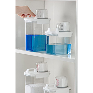 3 Lü Sızdırmaz Depolama Deterjan Saklama Kutusu-deterjan Etiketi Hediyeli 1100 Ml 1800 Ml 2300 Ml