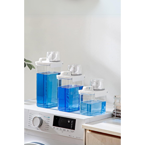3 Lü Sızdırmaz Depolama Deterjan Saklama Kutusu-deterjan Etiketi Hediyeli 1100 Ml 1800 Ml 2300 Ml