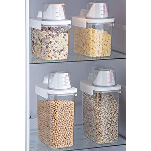 2 Li Sızdırmaz Depolama Erzak Bakliyat Saklama Kabı- Ölçekli Kapak 1100 Ml 1800 Ml Etiket Hediyeli