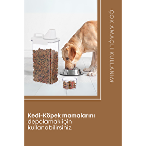 2 Li Sızdırmaz Depolama Erzak Bakliyat Saklama Kabı- Ölçekli Kapak 1100 Ml 1800 Ml Etiket Hediyeli