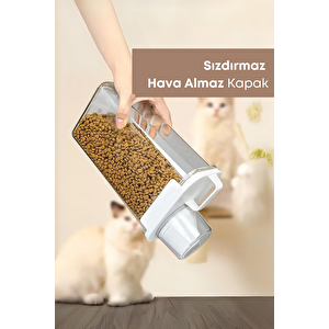 2 Li Sızdırmaz Depolama Kedi Köpek Mama Saklama Kabı- Ölçekli Erzak Depolama 1800 Ml 2300 Ml
