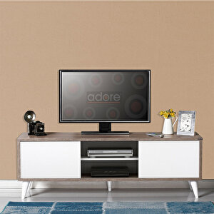 Retro Wide Slide Tv Sehpası-latte-soft Beyaz 150x50x40 Cm (gxyxd)