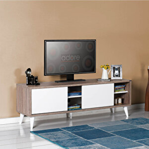 Retro Wide Slide Tv Sehpası-latte-soft Beyaz 150x50x40 Cm (gxyxd)
