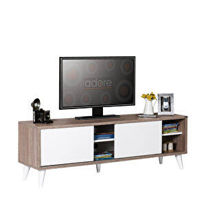 Retro Wide Slide Tv Sehpası-latte-soft Beyaz 150x50x40 Cm (gxyxd)