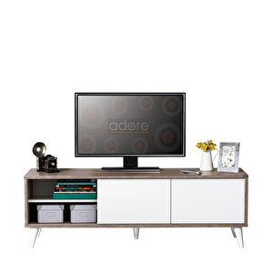Retro Wide Slide Tv Sehpası-latte-soft Beyaz 150x50x40 Cm (gxyxd)