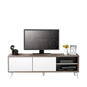 Retro Wide Slide Tv Sehpası-latte-soft Beyaz 150x50x40 Cm (gxyxd)