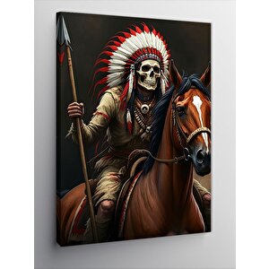 Kanvas Tablo İskelet Kızılderili Şef 100x140 cm