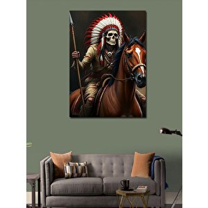 Kanvas Tablo İskelet Kızılderili Şef 100x140 cm
