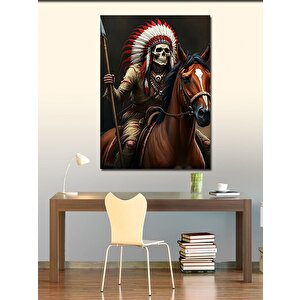 Kanvas Tablo İskelet Kızılderili Şef 70x100 cm