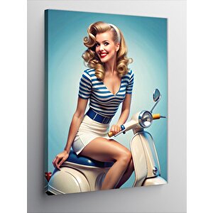 Kanvas Tablo Vespa Üzerinde Kadın 70x100 cm