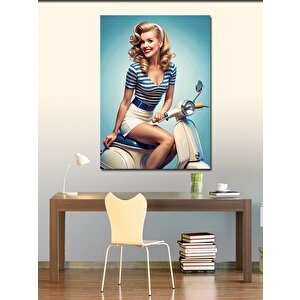 Kanvas Tablo Vespa Üzerinde Kadın 100x140 cm