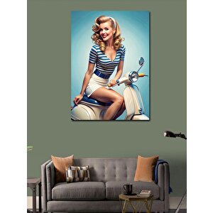 Kanvas Tablo Vespa Üzerinde Kadın 100x140 cm