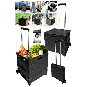Katlanabilir Yükseklik Ayarlı Market Pazar Yük Taşıma Arabası 80 Kg Kapasiteli.