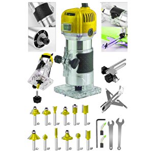 4400 Watt Profesyonel Formika Traşlama Freze Makinası Ve Uçları 6 Mm Pens 2 Yıl Garantili