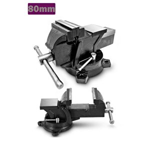 Alman Modeli Pro 80 Mm  360" Dönerli Taban Dövme Çelik Sabit Tezgah Masa Mengenesi