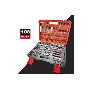 108 Pcs Crv Çeliği Profesyonel Parlak Lokma Takımı 1/2-1/4  108 Parça