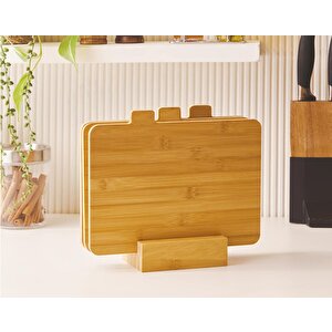 Bambu Standlı 3 Lü Kesme Sunum Tahtası Seti- Bambu Sunumluk