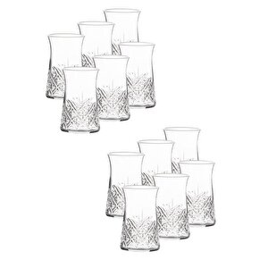 Timeless Kesme Kristal Çay Bardağı - 12 Li Çay Bardak