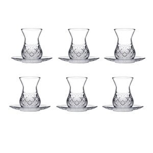 Timeless Kesme Kristal Çay Bardağı Seti Takımı - 12 Parça Çay Seti 96992