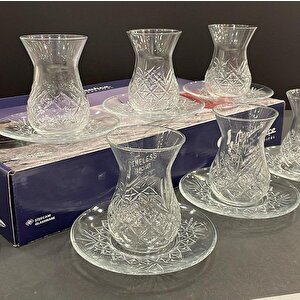 Timeless Kesme Kristal Çay Bardağı Seti Takımı - 12 Parça Çay Seti 96992