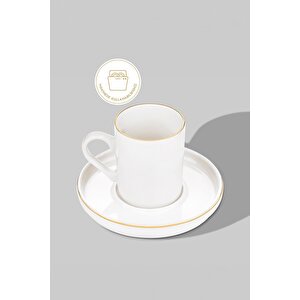 Nehir Mira Porselen Sedef Yaldızlı Kahve Fincan Takımı Seti  6 Kişilik