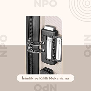 Npo Diamond Polipropilen Büyük Ve Küçük Boy 2'li Kırılmaz Valiz Seti - Kemik