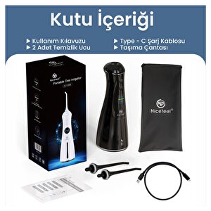 Npo Nicefeel Fc1596 Taşınabilir,Şarjlı,Masajlı,Diş Teli Protez Bakım Profesyonel Ağız Duşu Siyah