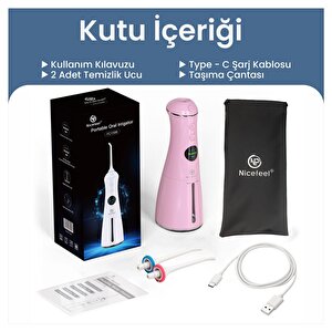 Npo Nicefeel Fc1596 Taşınabilir,Şarjlı,Masajlı,Diş Teli/Protez Bakım Profesyonel Ağız Duşu-Pembe