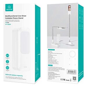Usams Us-zb209 Online Ders Ve Yayın Için Ledli,Monopodlu Kumandalı Şarjlı Taşınabilir Telefon Standı