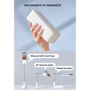 Usams Us-zb209 Online Ders Ve Yayın Için Ledli,Monopodlu Kumandalı Şarjlı Taşınabilir Telefon Standı