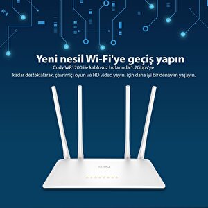 Cudy Wr1200 Dual 2.4/5ghz 4x5dbi Anten 1200mbps 5 Port Wi-fi Router Ac1200 Serisi