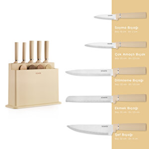 Forge Kesme Tahtası/bıçak Seti 10 Parça-krem