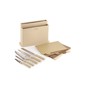 Forge Kesme Tahtası/bıçak Seti 10 Parça-krem