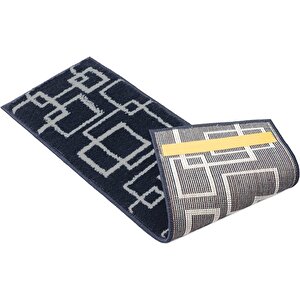 Home Gh40a-gryb-gry1 Kare Desenli Kaydırmaz Tabanlı 1'li Merdiven Halısı - Gri/siyah