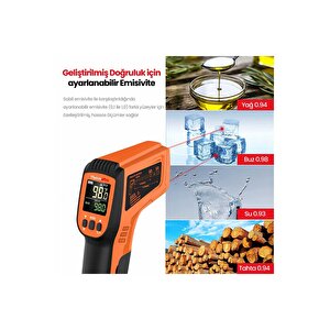 Thermopro Tp450 -50c/+550c Antişok Dual Lazer Endüstriyel Kızılötesi Temassız Termometre