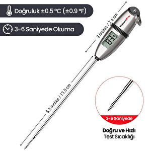Thermopro Tp02s Lcd Ekranlı Daldırma Saplama Çelik Gövdeli Gıda Pişirme Termometresi