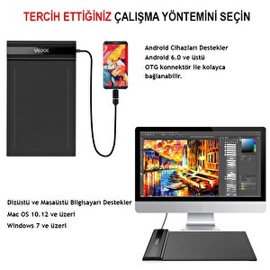 S640 6 X 4" 8192 Levels 5080 Lpi Grafik Tablet + Kalem