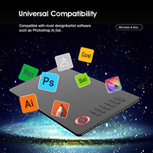 A15 Pro 10x6" 8192 Level 5080 Lpi Grafik Tablet + Kalem