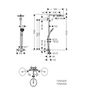 Hansgrohe Raindance Select S 240 1 Jet Termostatik Duş Kolonu Altın 27633990