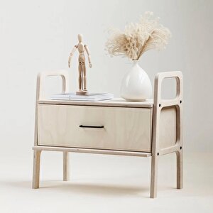 Tale, Ahşap, Çekmeceli Natural Renk, 75x65, Komodin, Cpt4769-75