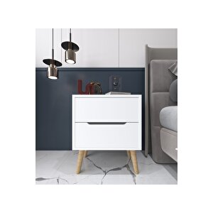Flora Komodin 2 Çekmeceli Yatak Odası Bebek Odası Beyaz