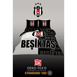 Beşiktaş Parçalı Logo Çift Kişilik 7 Parça Yatak Seti - Nevresim Takımı + Yorgan + 2'li Yastık