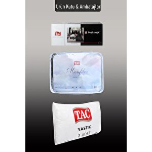 Beşiktaş Parçalı Logo Çift Kişilik 7 Parça Yatak Seti - Nevresim Takımı + Yorgan + 2'li Yastık