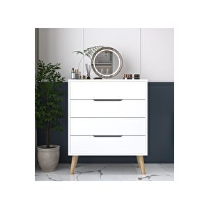 Flora Şifonyer 4 Çekmeceli Yatak Odası Bebek Odası Beyaz