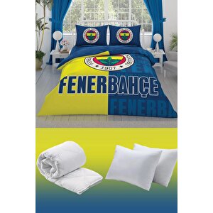 Fenerbahçe Parçalı Logo Çift Kişilik 7 Parça Yatak Seti - Nevresim Takımı + Yorgan + 2'li Yastık