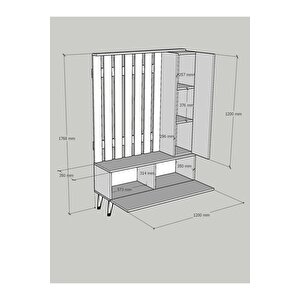Festival Portmanto - Ayakkabılık P1002-2 Silver Ceviz Minifiks Bağlantılı
