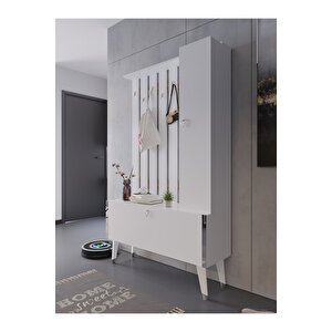Festival Portmanto - Ayakkabılık P1002-1 Silver Parlak Beyaz Minifiks Bağlantılı